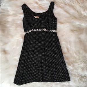 Black and White polka dot dress with daisies dress
